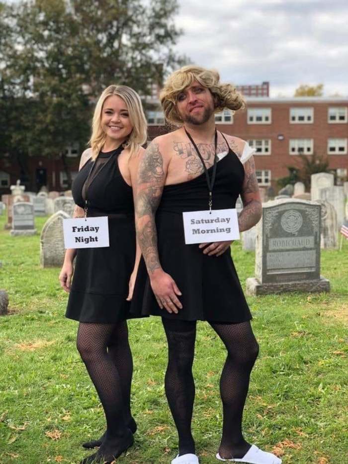 funny couples costumes - Friday night vs Saturday morning