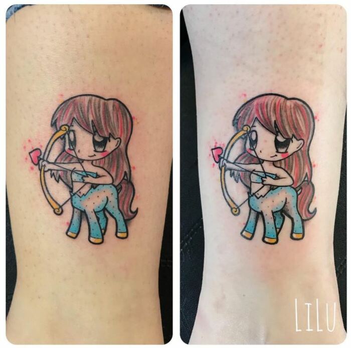 Sagittarius Tattoos - Female centaur with bow and arrow