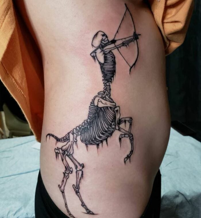 Sagittarius Tattoos - Centaur skeleton with bow and arror