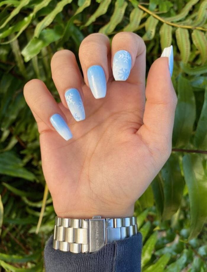 Blue snowflake nails