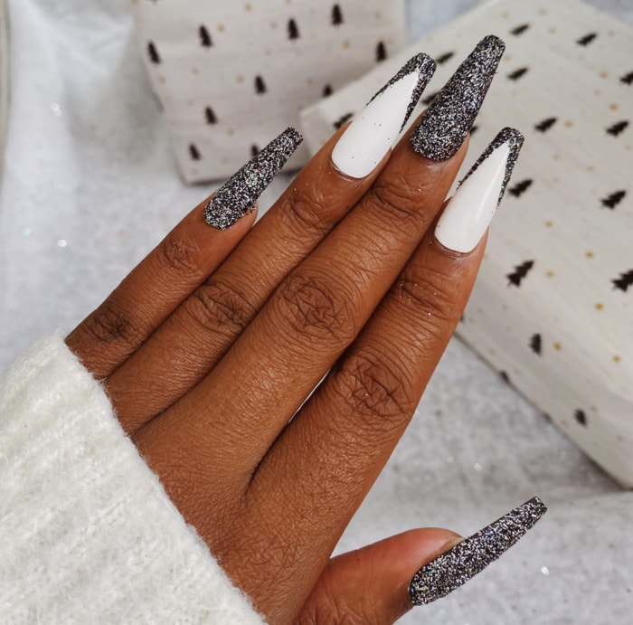 New Year's Nails - White and Silver