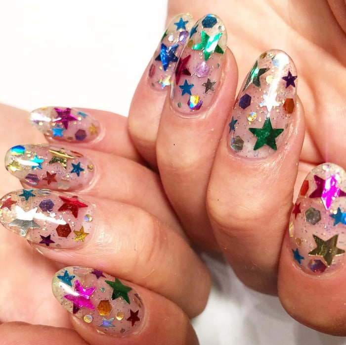 New Year's Nails - Rainbow Stars