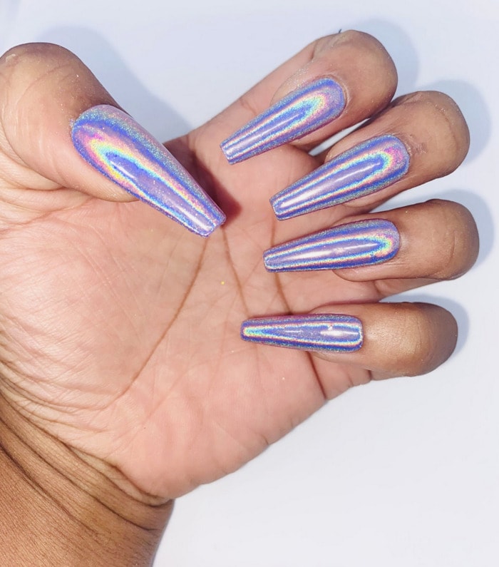 New Year's Nails - Purple Chrome