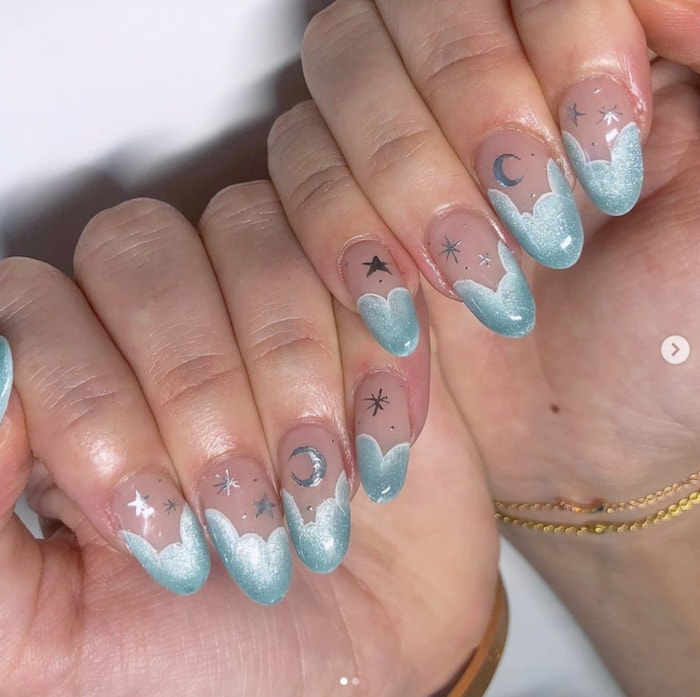 New Year's Nails - Blue Dipped