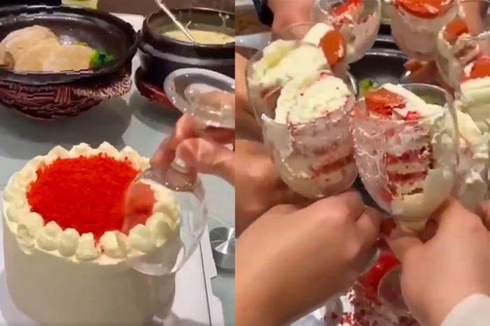 Wine Glass Cake Cutting Hack