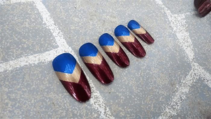 Wonder woman nails - red blue and gold