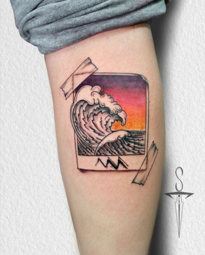 Aquarius Tattoos - Wave Polaroid and stick tape