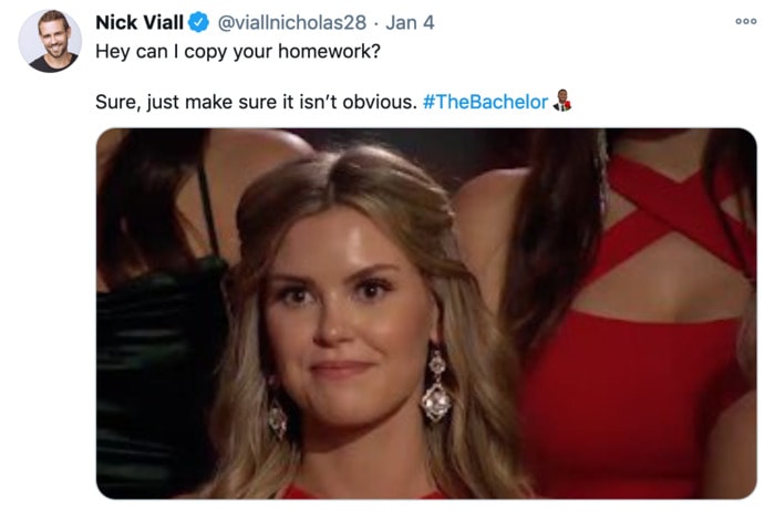 The Bachelor Tweets - copy homework red dress