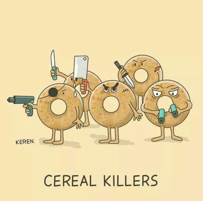 Breakfast puns - Cereal Killers, cereal with weapons