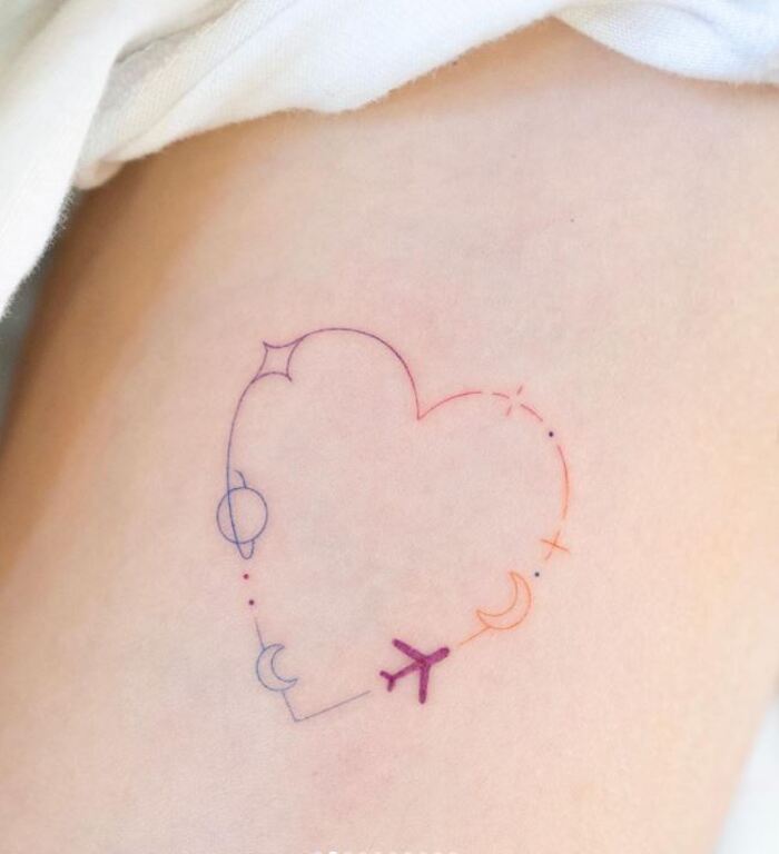 Minimalist Tattoos - Heart and plane