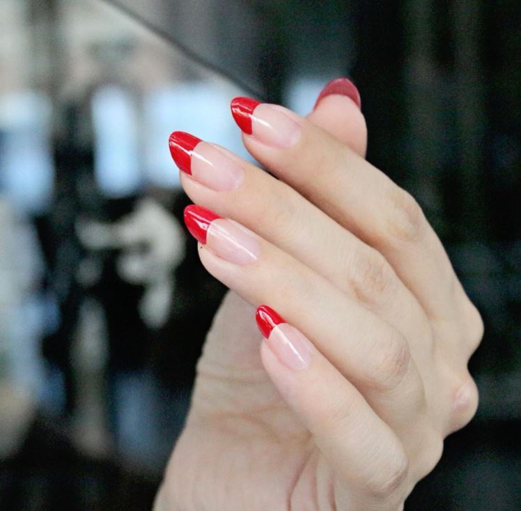 Valentines Nails - Red tips
