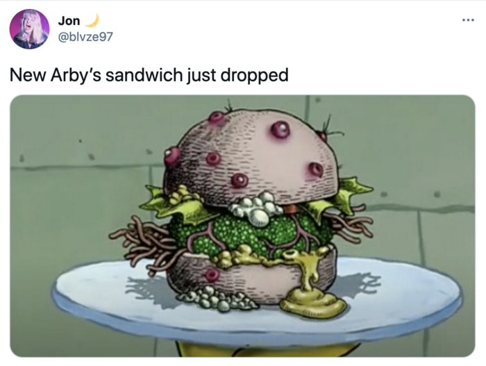 Arby's Mountain Meat Sandwich Funny Tweets - Spongebob