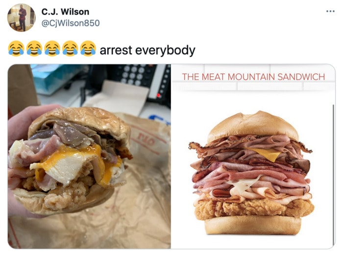 Arby's Mountain Meat Sandwich Funny Tweets - Comparison