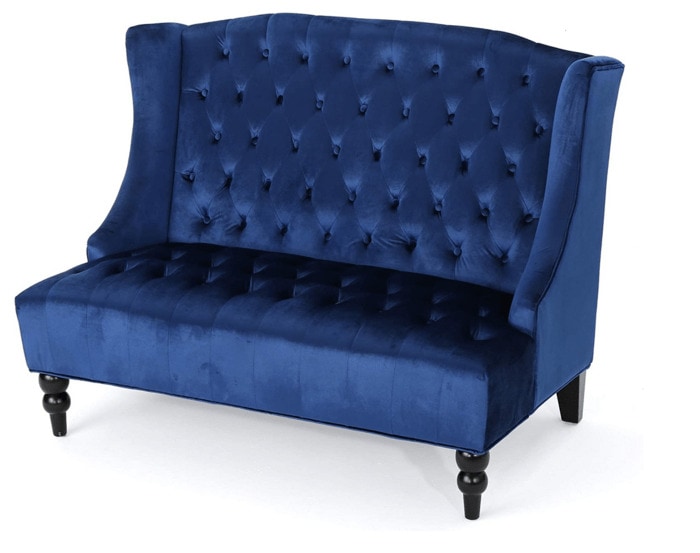 Regencycore Gift Guide - Velvet Wingback Loveseat