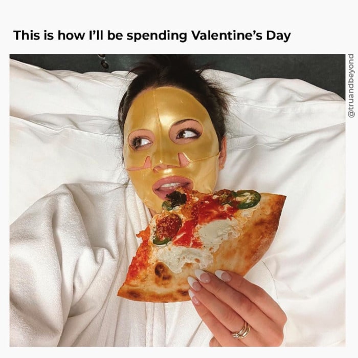 Valentine's Day Memes - face mask and pizza