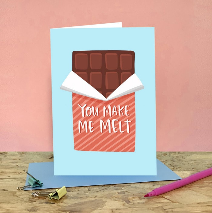 Chocolate Puns - melting candy bar