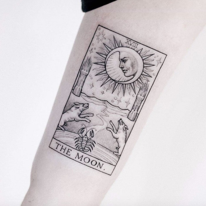 Pisces Tattoos - The Moon tarot card