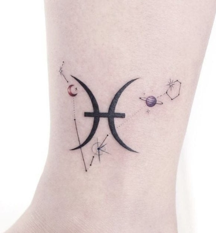Pisces Tattoos - pisces symbol constellation