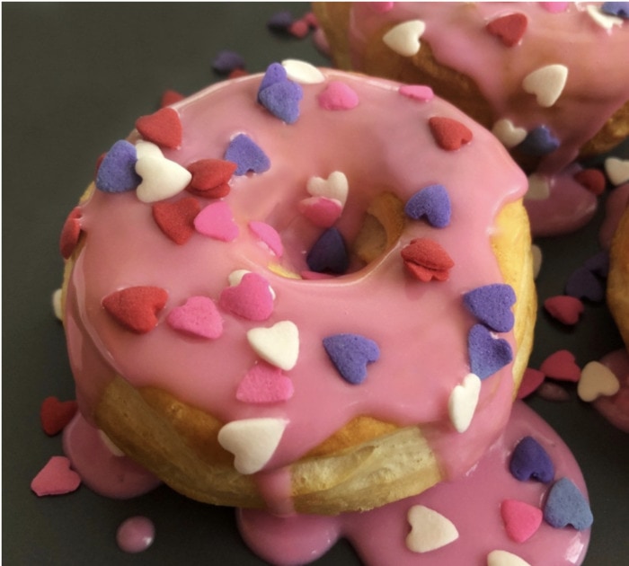 Valentine's Day Donuts - air fryer valentines donuts