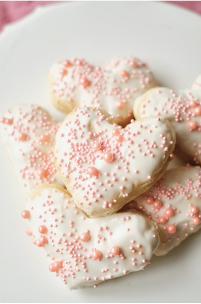 Valentine's Day Donuts - heart shaped air fryer donuts