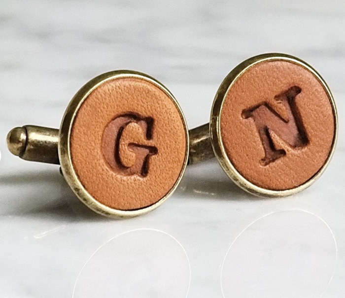 Valentines Day Gifts - personalized leather cuff links