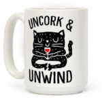 Wine Puns - uncork and unwind yoga cat