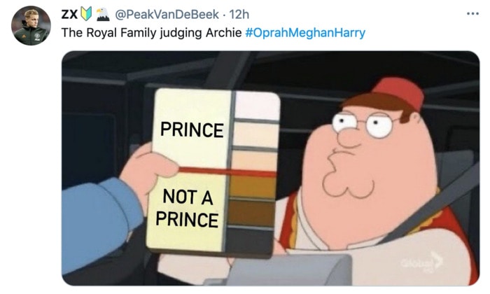 Oprah Interview with Megan Harry Twitter Reactions - Family Guy Prince