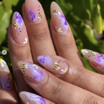Spring Nail Designs - purple nails with bees