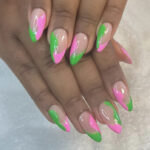 Spring Nail Designs - pink and green color blocked nails