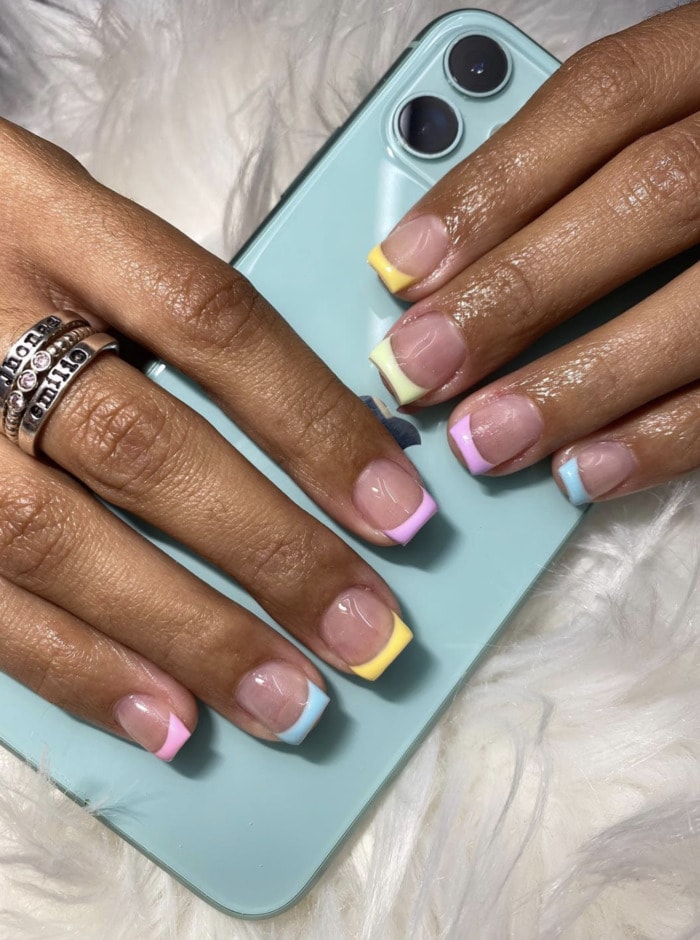 Spring Nail Designs - square pastel french tips