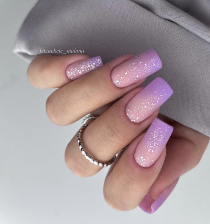 Spring Nail Designs - pink purple ombre glitter nails