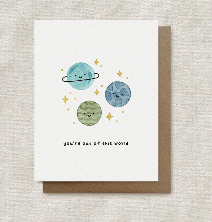 Cute Puns - You're out of this world galaxy greeting card