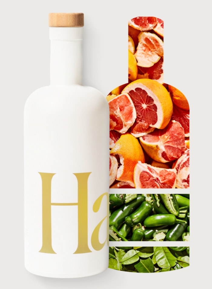 Grapefruit Jalapeño - Haus aperitif bottle with grapefruit slices and jalapeños