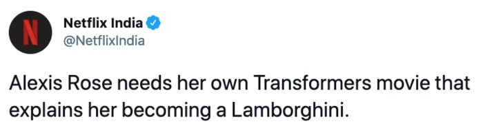 Schitt's Creek memes - Alexis Rose Lamborghini transformation