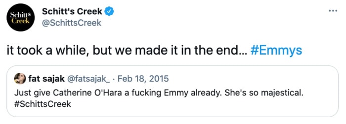 Schitt's Creek memes - Catherine O'Hara emmy