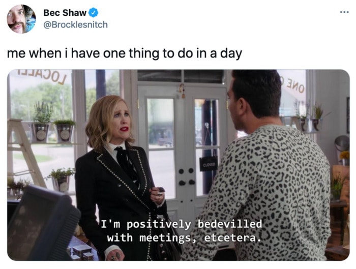 Schitt's Creek memes - Moira Rose positively bedevilled