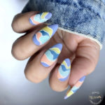 Spring Nails - blue pastel mountain design