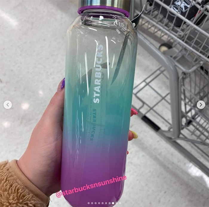 Starbucks Summer Cups 2021 - Purple Green Glass Water Bottle