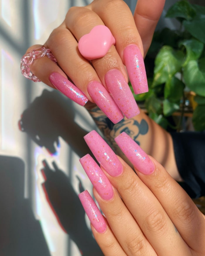 Nail Shapes - square nails pink
