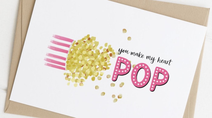 Popcorn Puns - you make my heart pop card