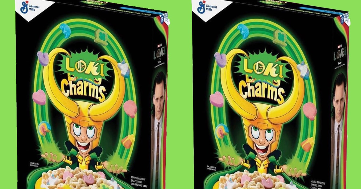 Loki Charms Cereal Refrigerator Magnet. 