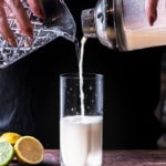 Ramos Gin Fizz - pouring from cocktail shaker