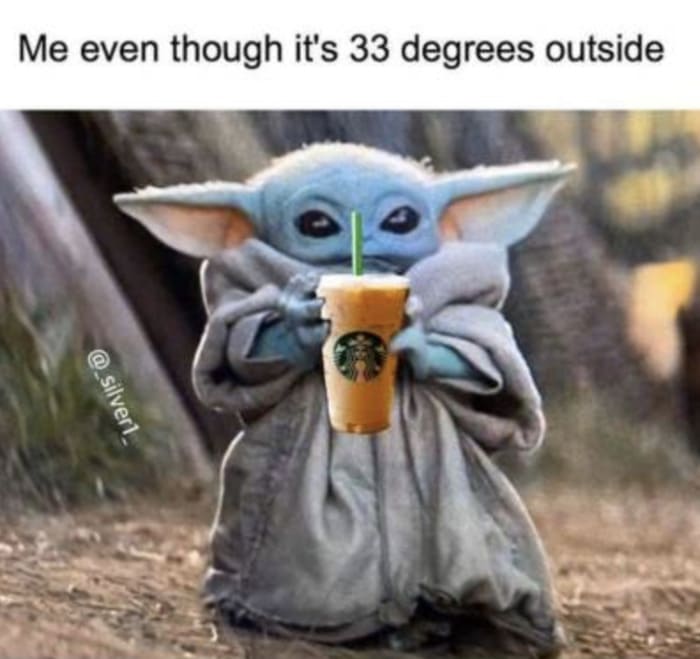 Starbucks Memes Tweets - baby yoda iced coffee