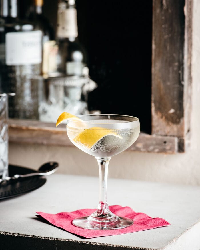 Vesper Cocktail on napkin