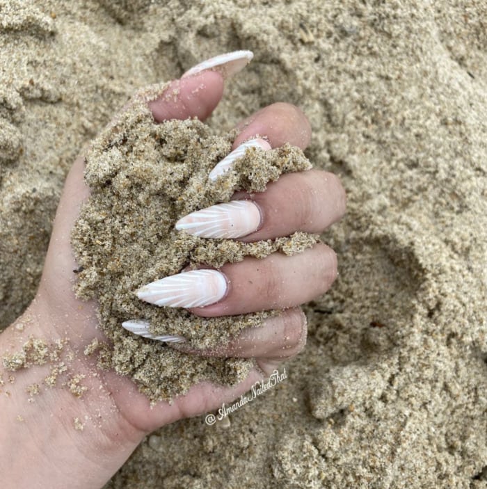 Beach Nail Art - sandy seashell nails