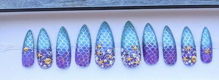 Beach Nail Art - mermaid press on nails