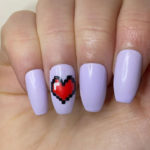 Bisexual Nail Art - pixelated heart purple nails