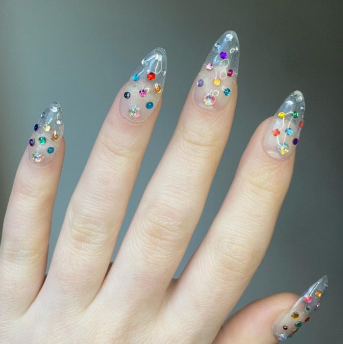 Bisexual Nail Art - crystal dots
