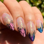 Bisexual Nail Art - bi flag tips
