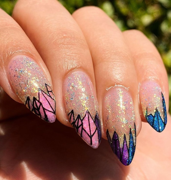 Bisexual Nail Art - bi flag tips